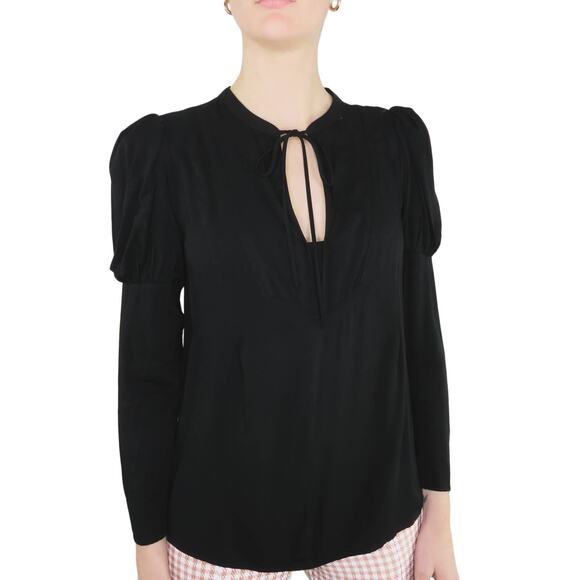 Express Puff Shoulder Long Sleeve V-Neck Blouse Small Twee Chic Small - Picture 2 of 9